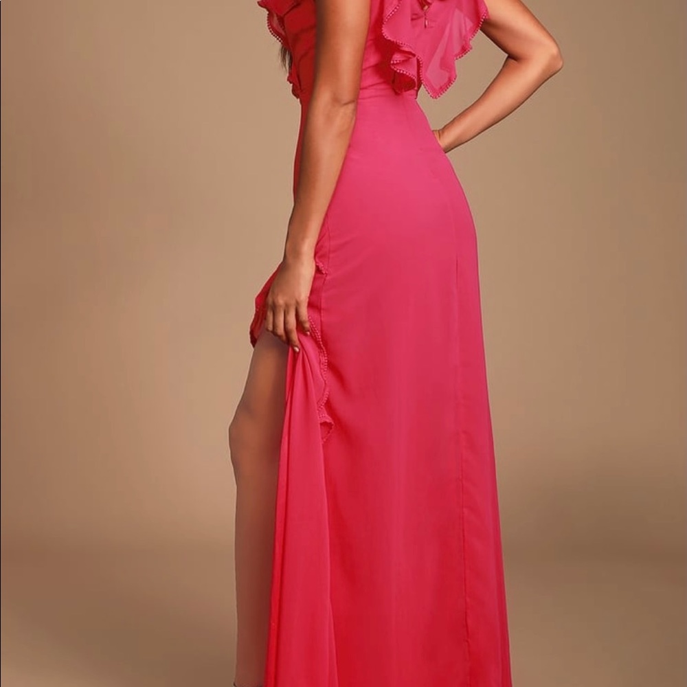 Pink Ruffled Maxi Dress - Picture 2 of 5